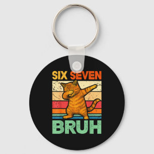 Cat Dabbing Bruh 67 Meme 6 7 Six Seven  Key Ring