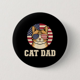 Cat Dad American Flag Patriotic Kitty Owner 6 Cm Round Badge