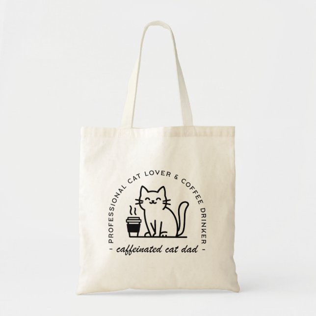 Cat dad and coffee lover funny hipster tote bag (Front)