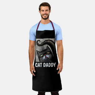 CAT DAD BLACK CAT ART MENS KITCHEN APRONS