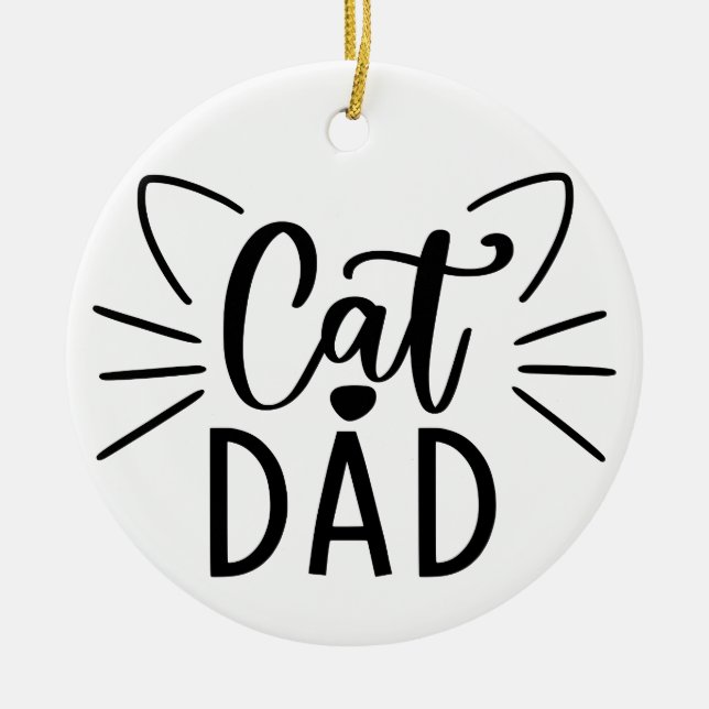 Cat Dad Ceramic Ornament (Front)