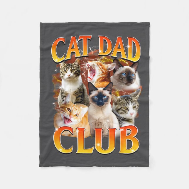 Cat Dad Club Funny Life Is Better With Cats Father Fleece Blanket (Front)