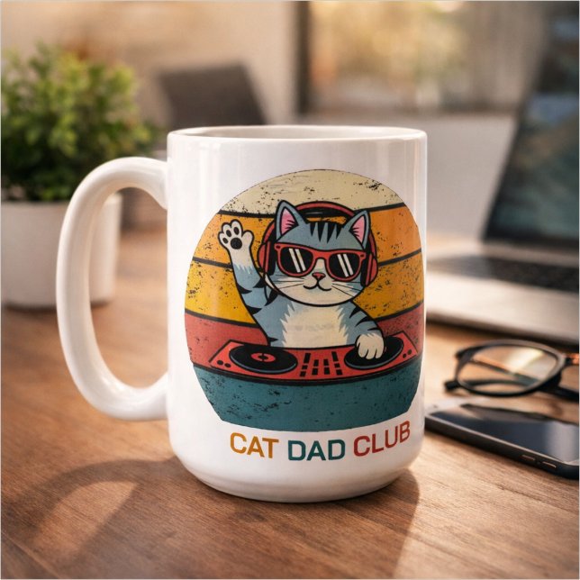 CAT DAD CLUB / Funny Retro misician Coffee Mug (Creator Uploaded)