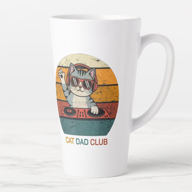 CAT DAD CLUB / Funny Retro misician Latte Mug (Right)