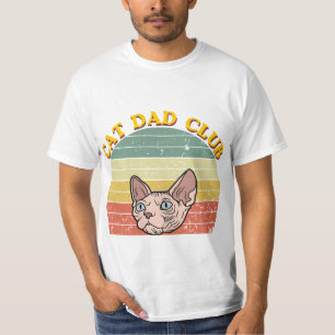 Cat Dad Club Vintage Sphynx Cat Retro Sunset T-Shi T-Shirt