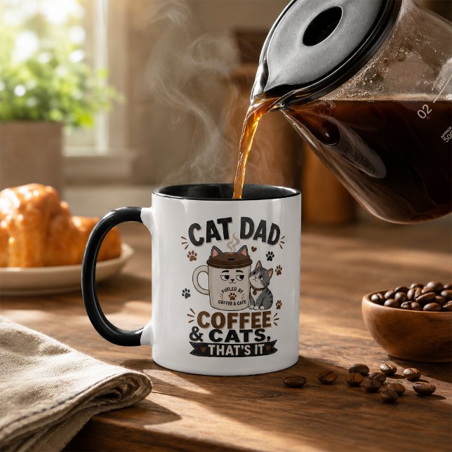 Cat Dad Coffee And Cats That’s It Funny Black Mug (Creator Uploaded)