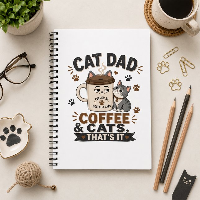 Cat Dad Coffee And Cats Thats It Funny Cat Dad Notebook (Creator Uploaded)