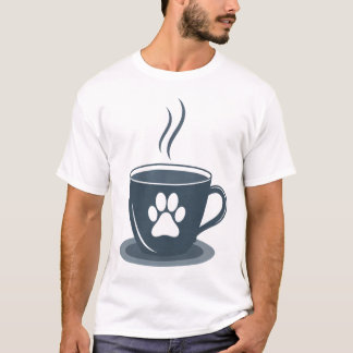 Cat Dad Coffee – Minimalist Cat Paw & Mug Tee for 