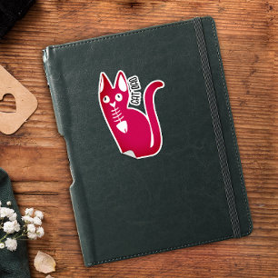 Cat Dad Cute Magenta Kitten Cartoon Sticker