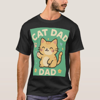 Cat Dad — Cute Orange Tabby Cartoon with Hearts &  T-Shirt