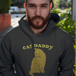 CAT DAD DADDY GOLD GLITTER BLACK T-SHIRTS HOODIE