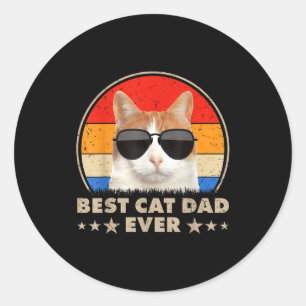 Cat Dad Ever Vintage Cool Gles Cat For Father Men Classic Round Sticker
