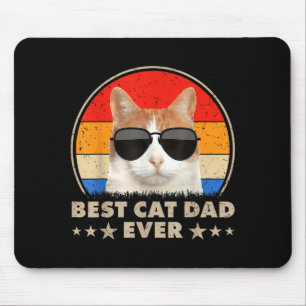 Cat Dad Ever Vintage Cool Gles Cat For Father Men  Mouse Pad