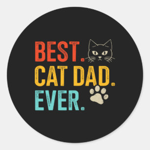 Cat Dad Ever Vintage For Retro Fathers Day Birthda Classic Round Sticker