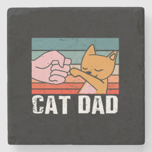 Cat dad fathers day gift Cat Retro Present Stone Coaster