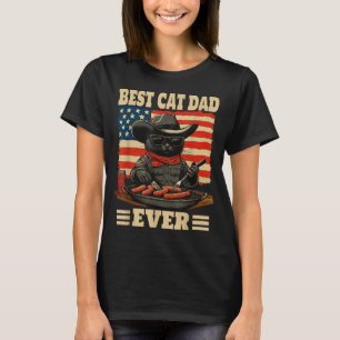 Cat dad funny gift vintage patriotic cowboy cat  T-Shirt