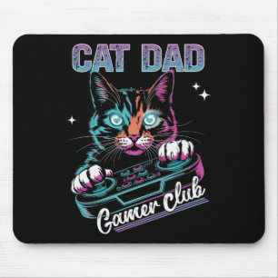 Cat Dad Gamer Club Video Games Gaming Cat Player F Mouse Pad
