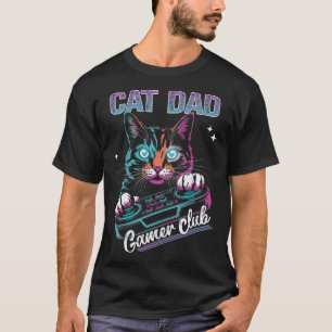 Cat Dad Gamer Club Video Games Gaming Cat Player F T-Shirt