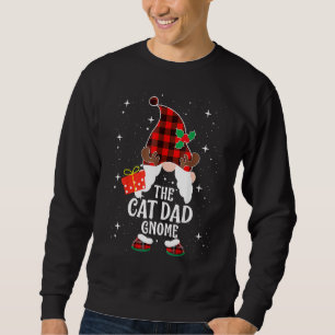 Cat Dad Gnome Buffalo Plaid Matching Family Christ Sweatshirt