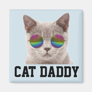 CAT DAD GRAY CAT RAINBOW SUNGLASSES magnet
