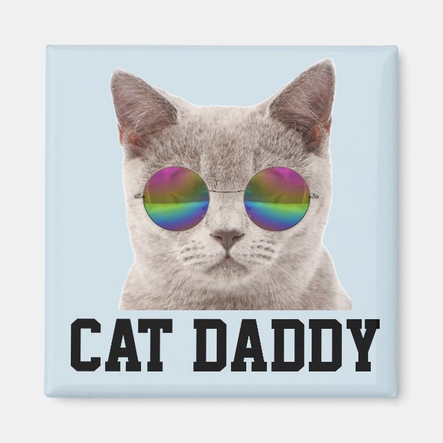 CAT DAD GRAY CAT RAINBOW SUNGLASSES magnet (Front)
