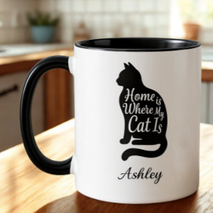 Cat Dad Home Is Where My Cat Is Silhouette Mug