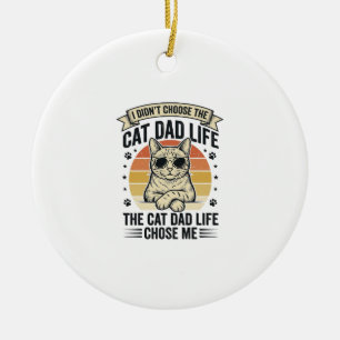 Cat Dad Life Vintage Engraving T-Shirt Design_1 Ceramic Ornament