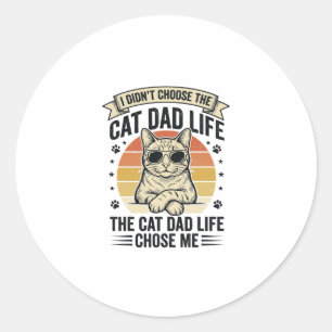 Cat Dad Life Vintage Engraving T-Shirt Design_1 Classic Round Sticker
