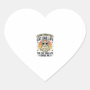 Cat Dad Life Vintage Engraving T-Shirt Design_1 Heart Sticker