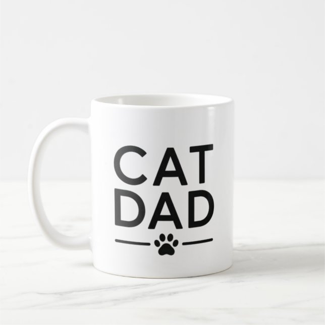 Cat Dad Minimal Clean Cat Lover Design Coffee Mug (Left)