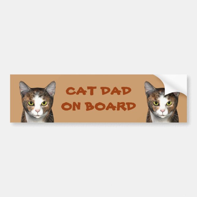 Cat Dad On Board Bumper Sticker (Front)