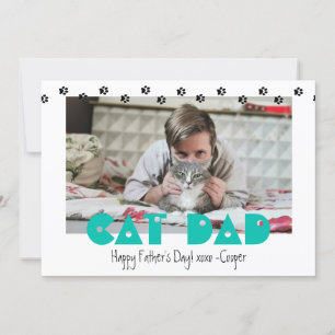 Cat Dad Paw Prints Custom Father's Day Holiday Card