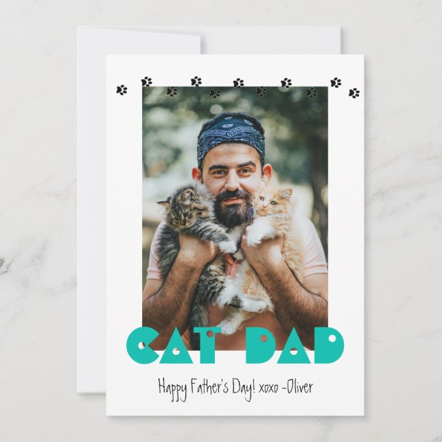 Cat Dad | Paw Prints | Custom Father's Day  Holiday Card (Front)