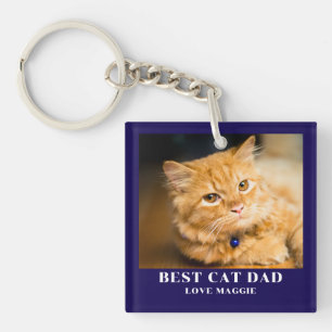 Cat Dad Photo Personalised Key Ring