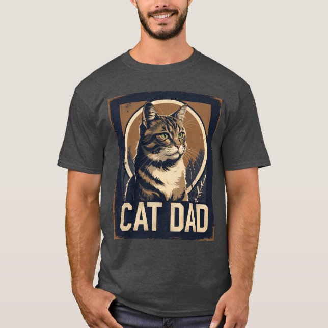 Cat Dad Pride – Rugged Feline Art  T-Shirt (Front)