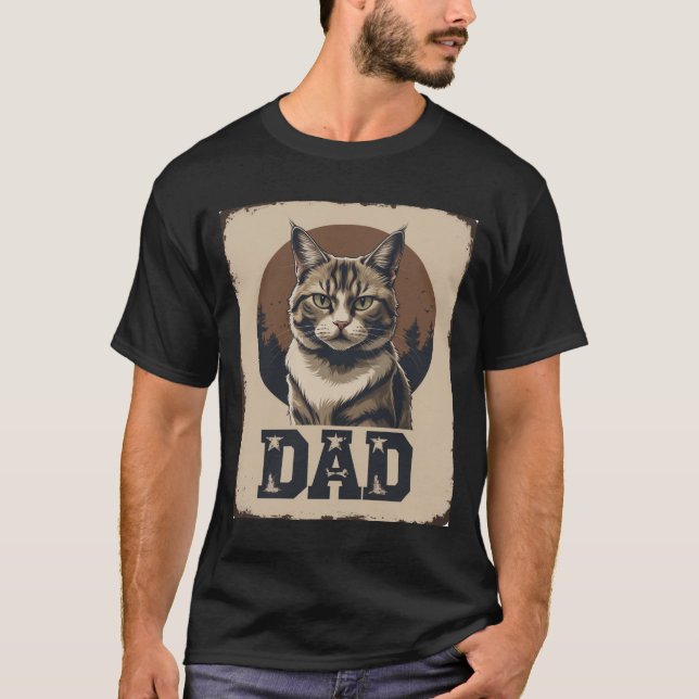 Cat Dad Pride – Rugged Feline Art T-Shirt (Front)