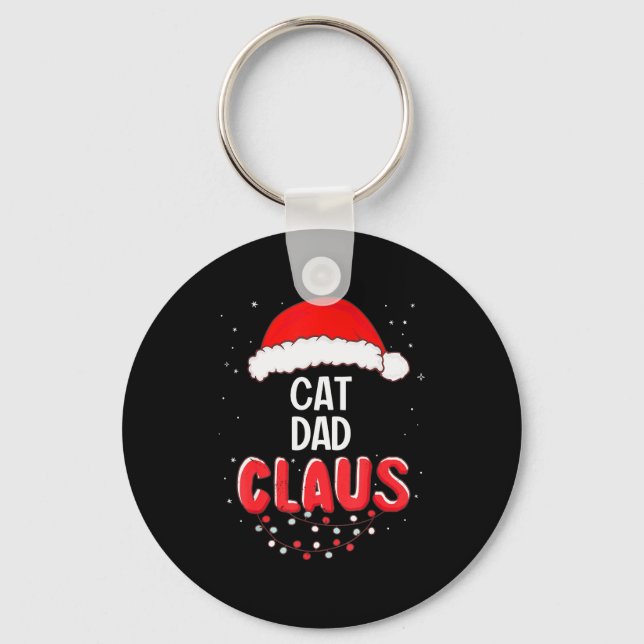 Cat Dad Santa Claus Christmas Matching Costume For Key Ring (Front)