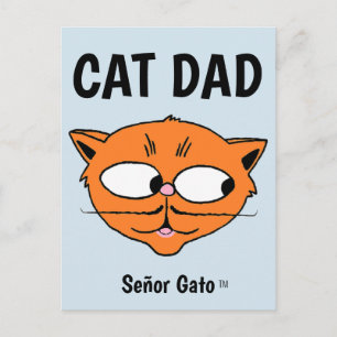 "CAT DAD" Señor Gato Moustache Cat Postcard