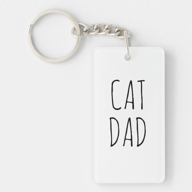 "Cat Dad" Simple Modern Farmhouse Key Ring (Front)