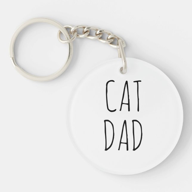 "Cat Dad" Simple Modern Farmhouse Key Ring (Front)