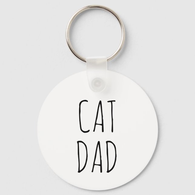 "Cat Dad" Simple Modern Farmhouse Key Ring (Front)
