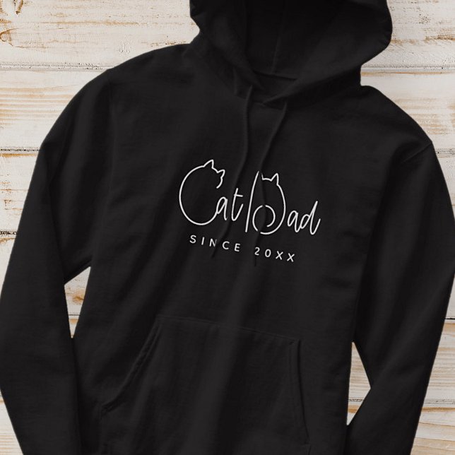 Cat Dad Since 20XX Modern Simple Typography Hoodie (Creator Uploaded)