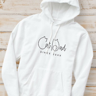 Cat Dad Since 20XX Modern Simple Typography Hoodie