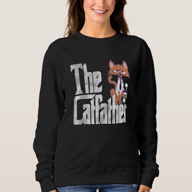 Cat Dad The Catfather Crazy Coffee Cat Father Kitt Sweatshirt (Front)