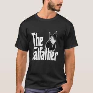 Cat Dad The Catfather Cute Black and White Cat Fat T-Shirt