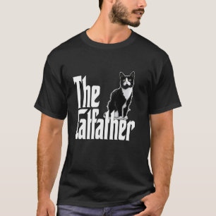Cat Dad The Catfather Cute Black and White Cat Fat T-Shirt
