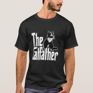 Cat Dad The Catfather Cute Black and White Cat Fat T-Shirt