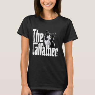 Cat Dad The Catfather Cute Black and White Cat Fat T-Shirt