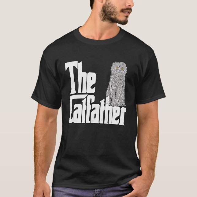 Cat Dad The Catfather Scottish Fold Cat Father Kit T-Shirt (Front)