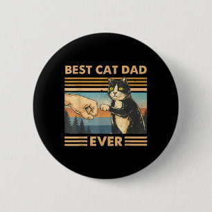 Cat Dad Vintage Cat Fist Bump Funny Cat Lover Men 6 Cm Round Badge